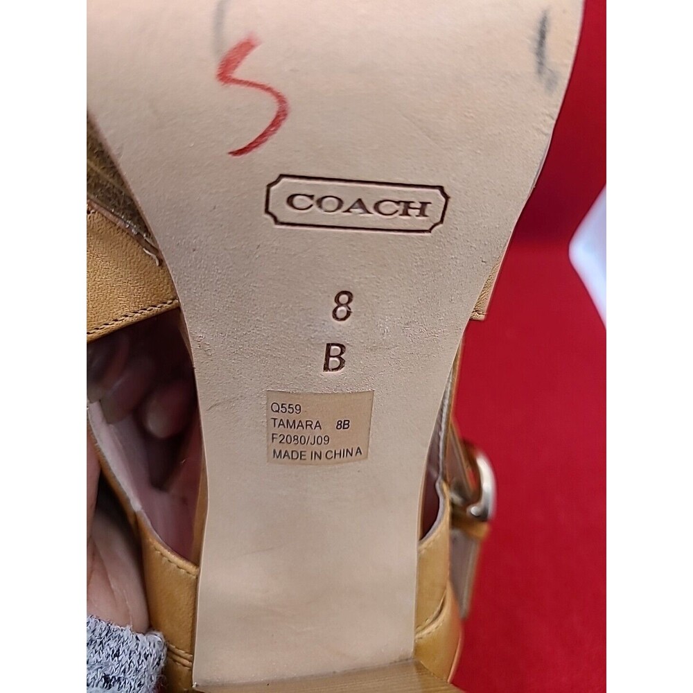 $298 Coach Tamara Vachetta Strappy Heels Women's Shoes Size US 8 M Natural - Picture 6 of 12